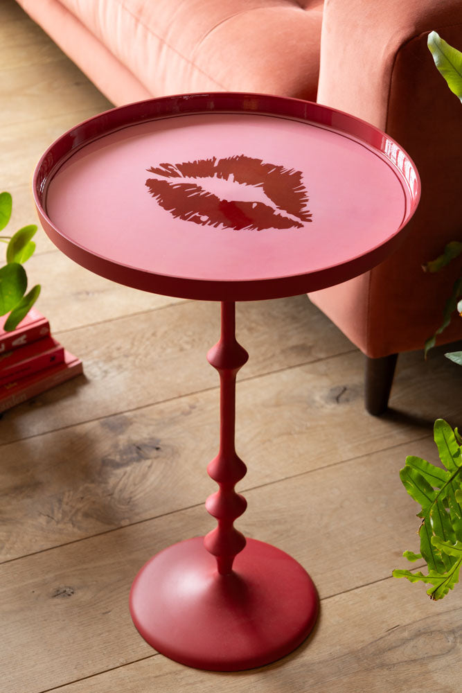 Table d'appoint à lèvres roses
