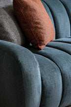 Magnifique canapé 3 places bleu à dossier rabattable