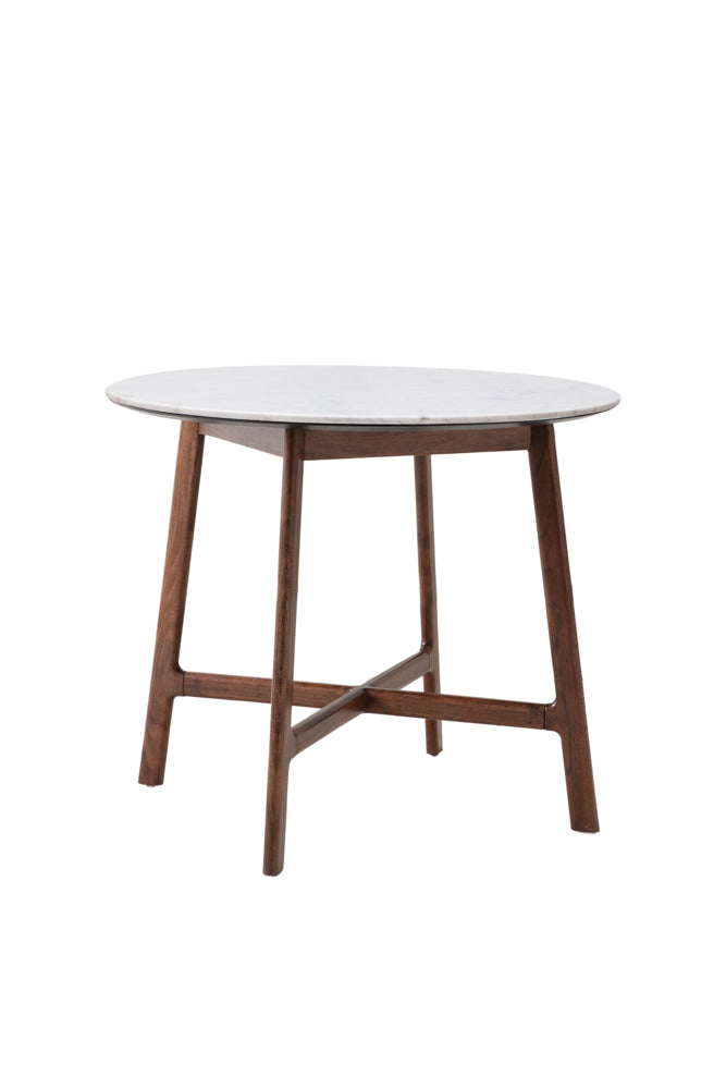 Table à manger ronde en acacia et marbre