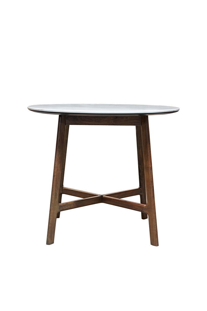 Table à manger ronde en acacia et marbre
