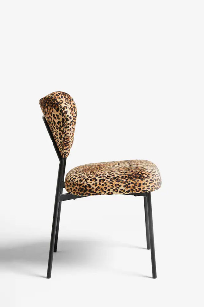 Lot de 2 chaises de salle à manger en velours imprimé léopard