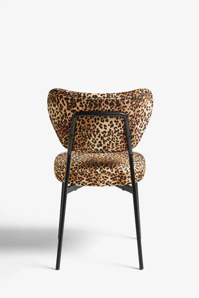 Lot de 2 chaises de salle à manger en velours imprimé léopard