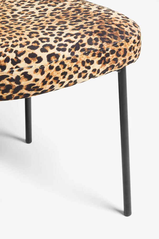 Lot de 2 chaises de salle à manger en velours imprimé léopard