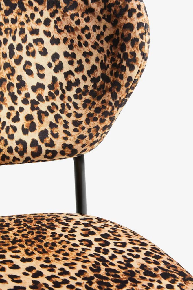 Lot de 2 chaises de salle à manger en velours imprimé léopard