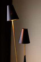 Lampadaire élégant à double abat-jour noir et or