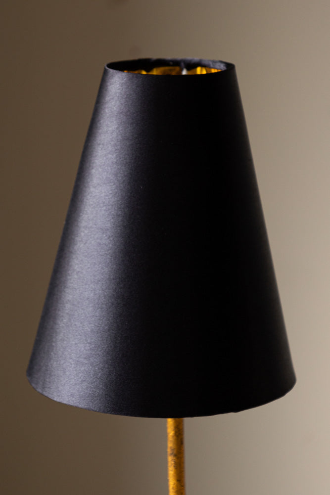Lampadaire élégant à double abat-jour noir et or
