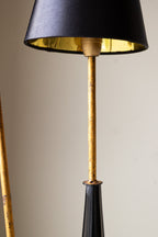 Lampadaire élégant à double abat-jour noir et or