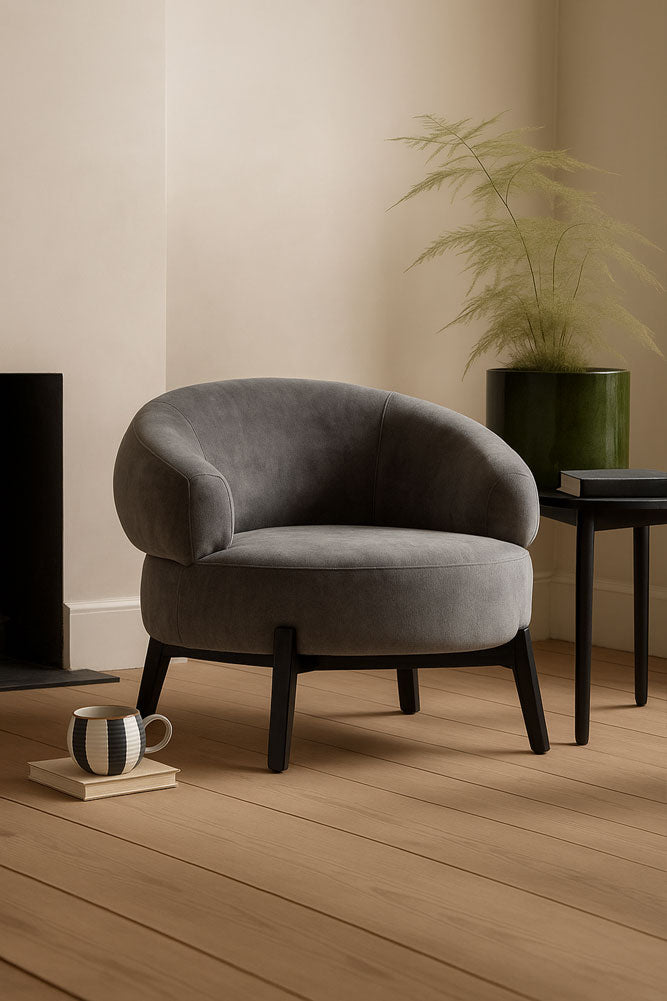 Magnifique fauteuil d'appoint incurvé gris