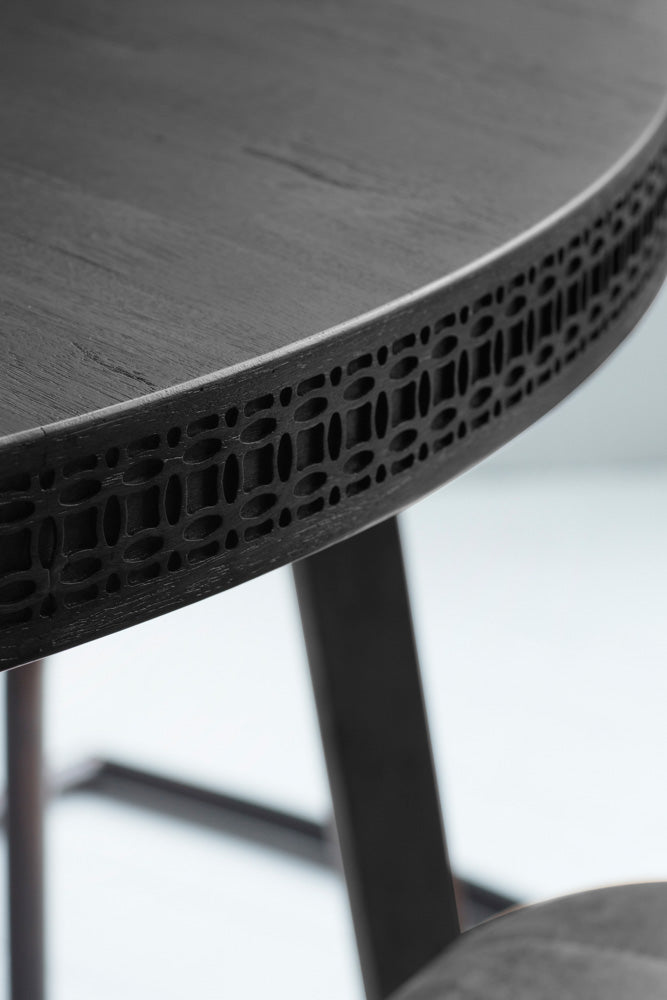 Table à manger ronde élégante en bois de manguier