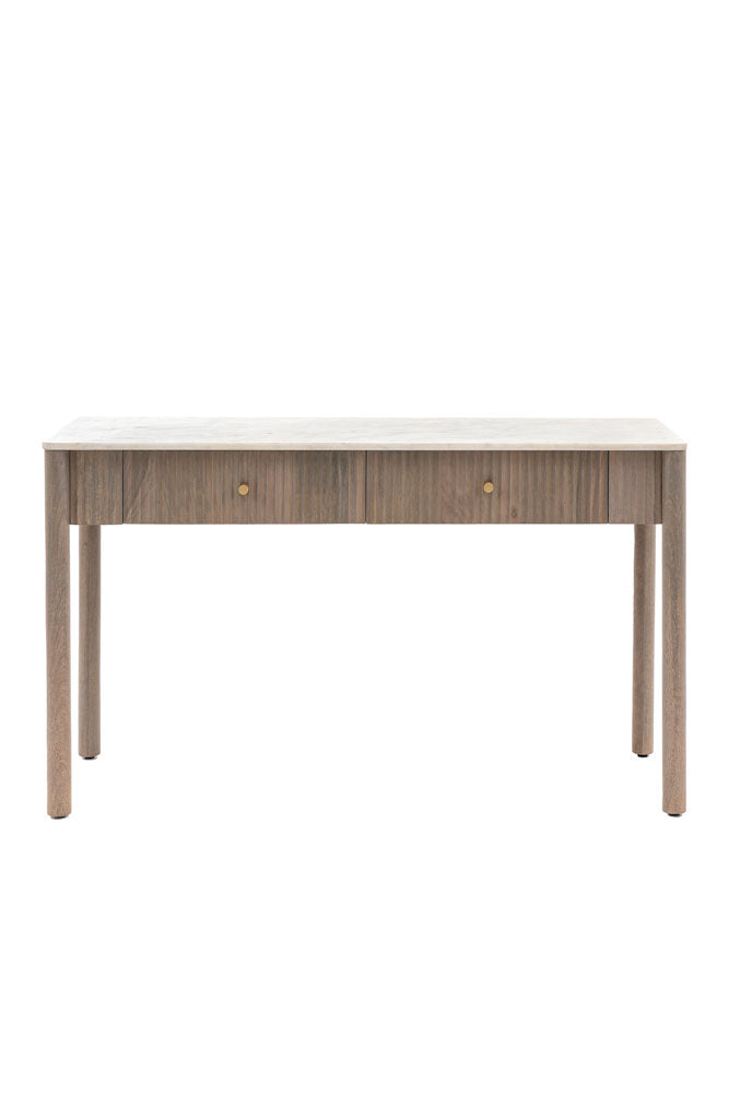 Console à 2 tiroirs en marbre blanc