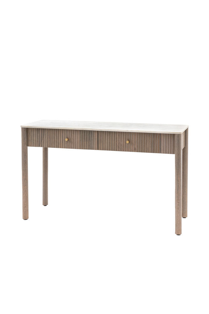 Console à 2 tiroirs en marbre blanc