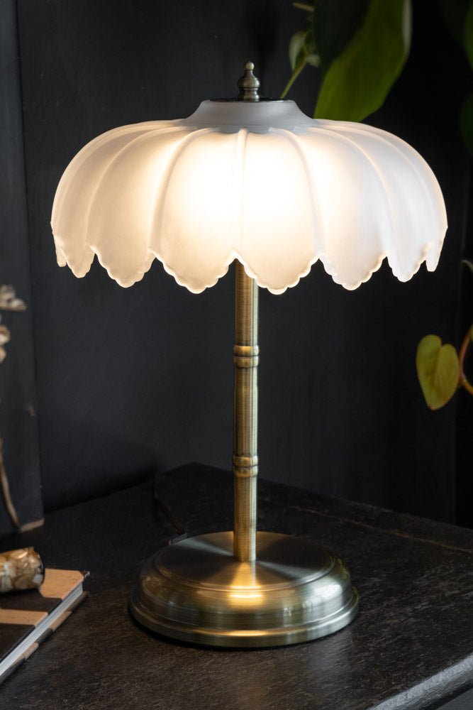 Lampe de table désert blanche et dorée