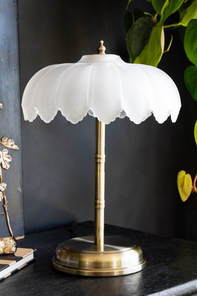 Lampe de table désert blanche et dorée