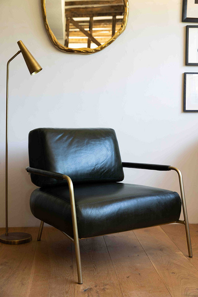 Fauteuil club en cuir vert foncé