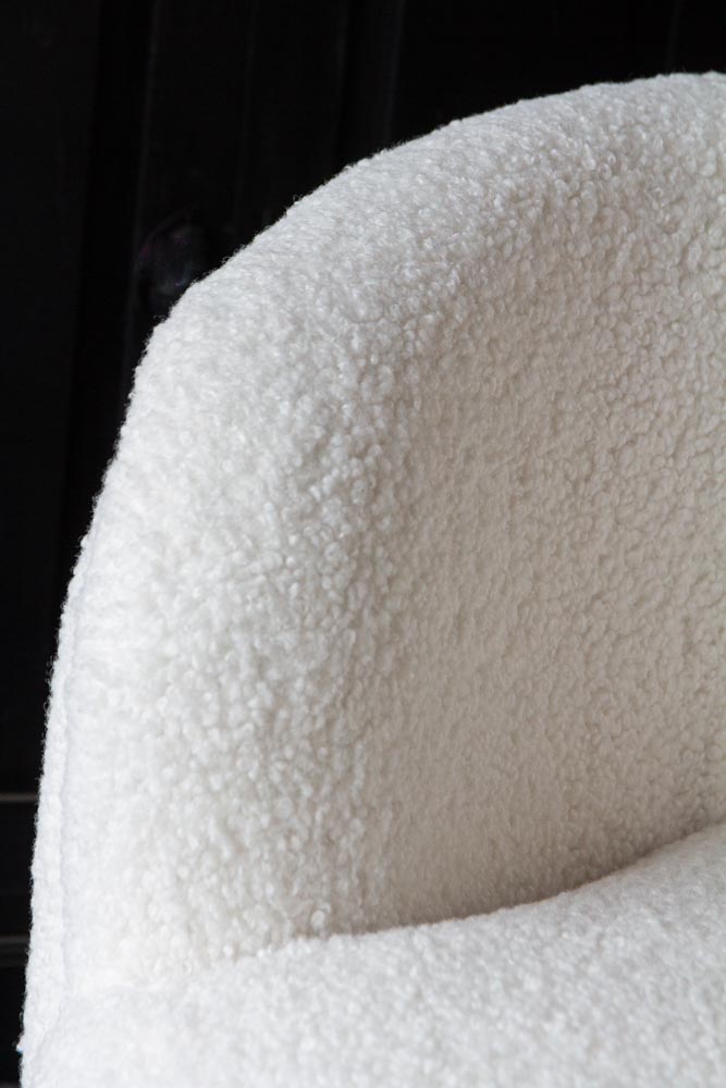 Fauteuil Teddy blanc avec pieds dorés