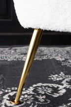 Fauteuil Teddy blanc avec pieds dorés