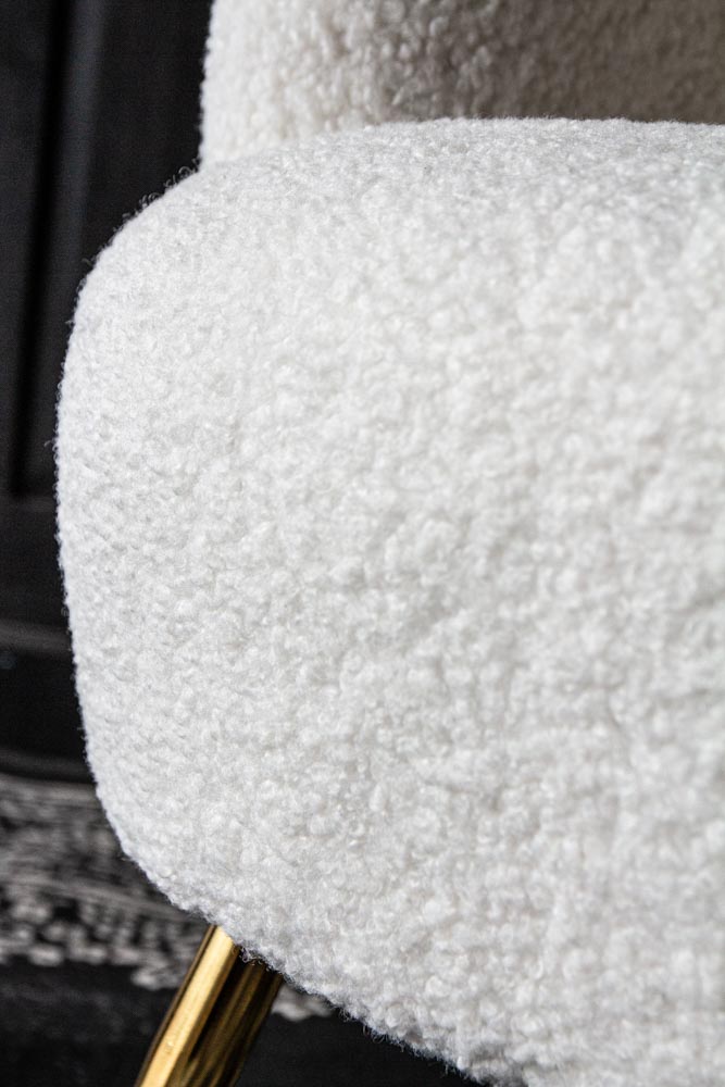 Fauteuil Teddy blanc avec pieds dorés