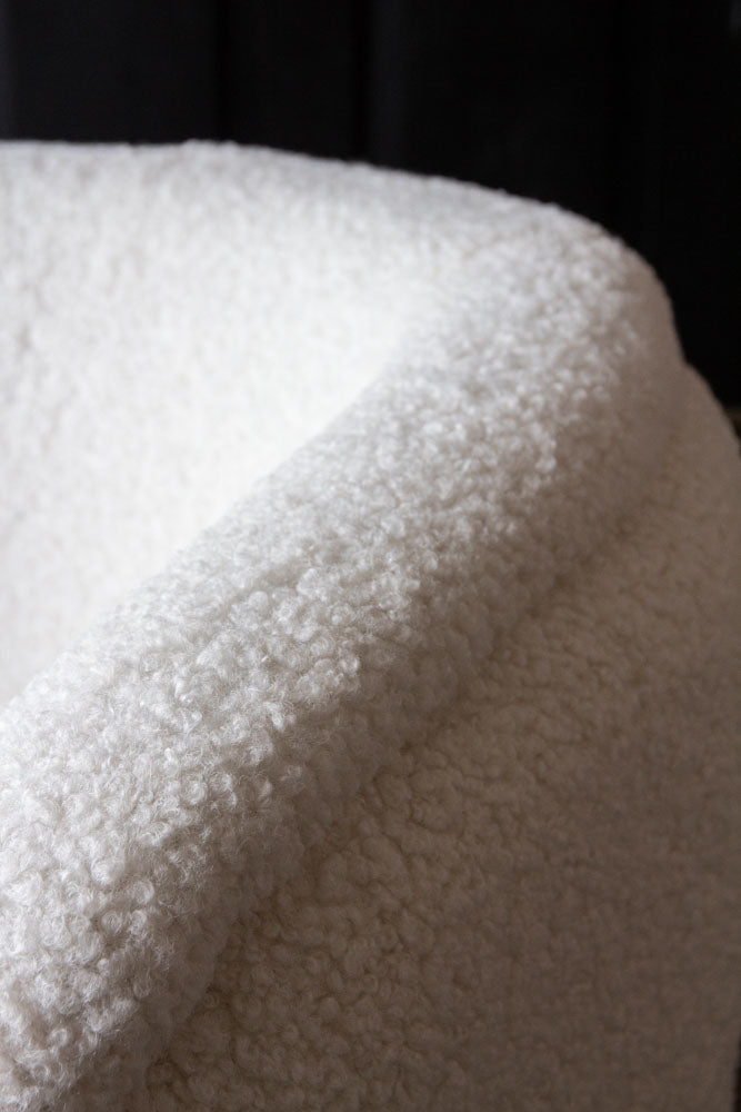 Fauteuil Teddy blanc avec pieds dorés
