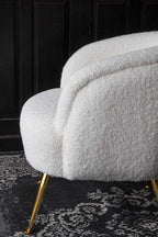 Fauteuil Teddy blanc avec pieds dorés