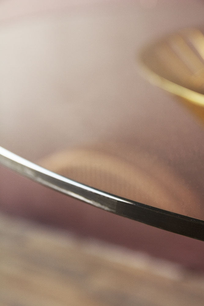 Table à manger ronde avec plateau en verre