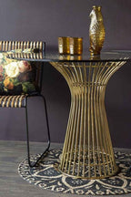 Table à manger ronde avec plateau en verre