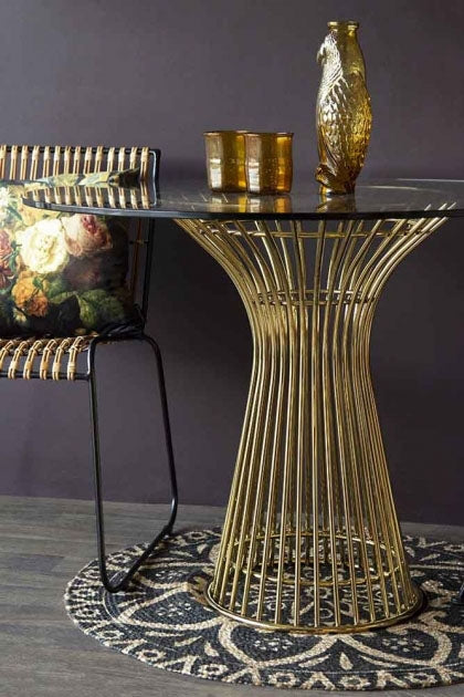 Table à manger ronde avec plateau en verre